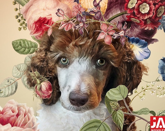 Flower Power Personalized painting from photo | Pet Portrait with flowers | Personalized Gift by JAnovelty