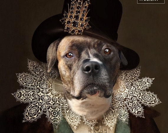 James I of England, Custom Pet Portraits, Royal pet portrait, Regal dog art, Renaissance pet portrait, Medieval pet portrait by JAnovelty