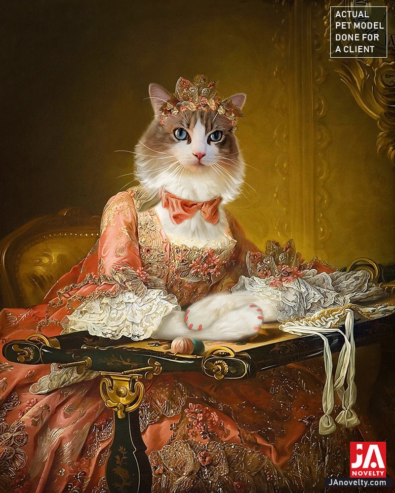  Royal  Woman Custom Pet Portraits  Dog or Cat  Portrait  