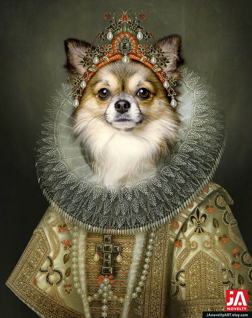 Queen Custom Pet Portrait  Royal  Pet Pet portrait  Dog 