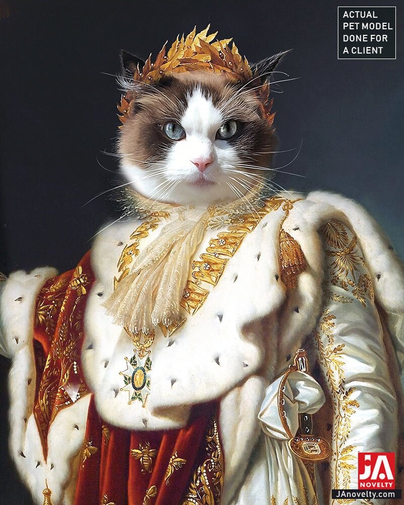 King Pet Portraits  Emperor Napoleon Dog or Cat  Portrait  