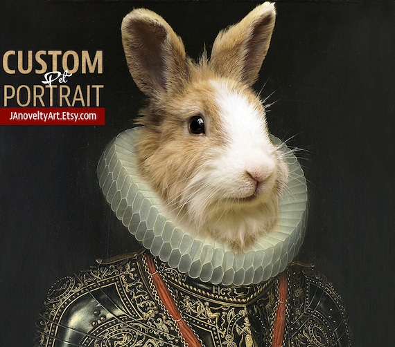 Easter Mr. Rabbit, Medieval pet portrait, Custom pet portrait, Renaissance pet portraits, Historical pet portrait, Custom Pet by JAnovelty