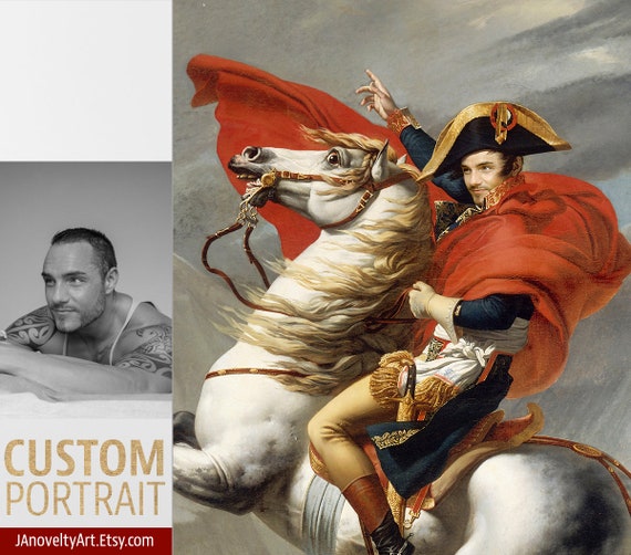 French King, Napoleon Crossing the Alps, Man horse portrait painting, Battle painting, Gift for men, Renaissance portraits, by JAnovelty