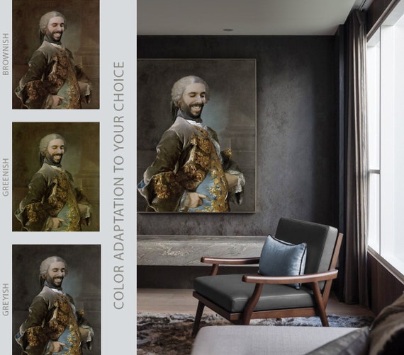 Man Portrait Medieval Painting, father's day gift for him, Renaissance portrait from photo, Royal 17th century personalized funny gifts