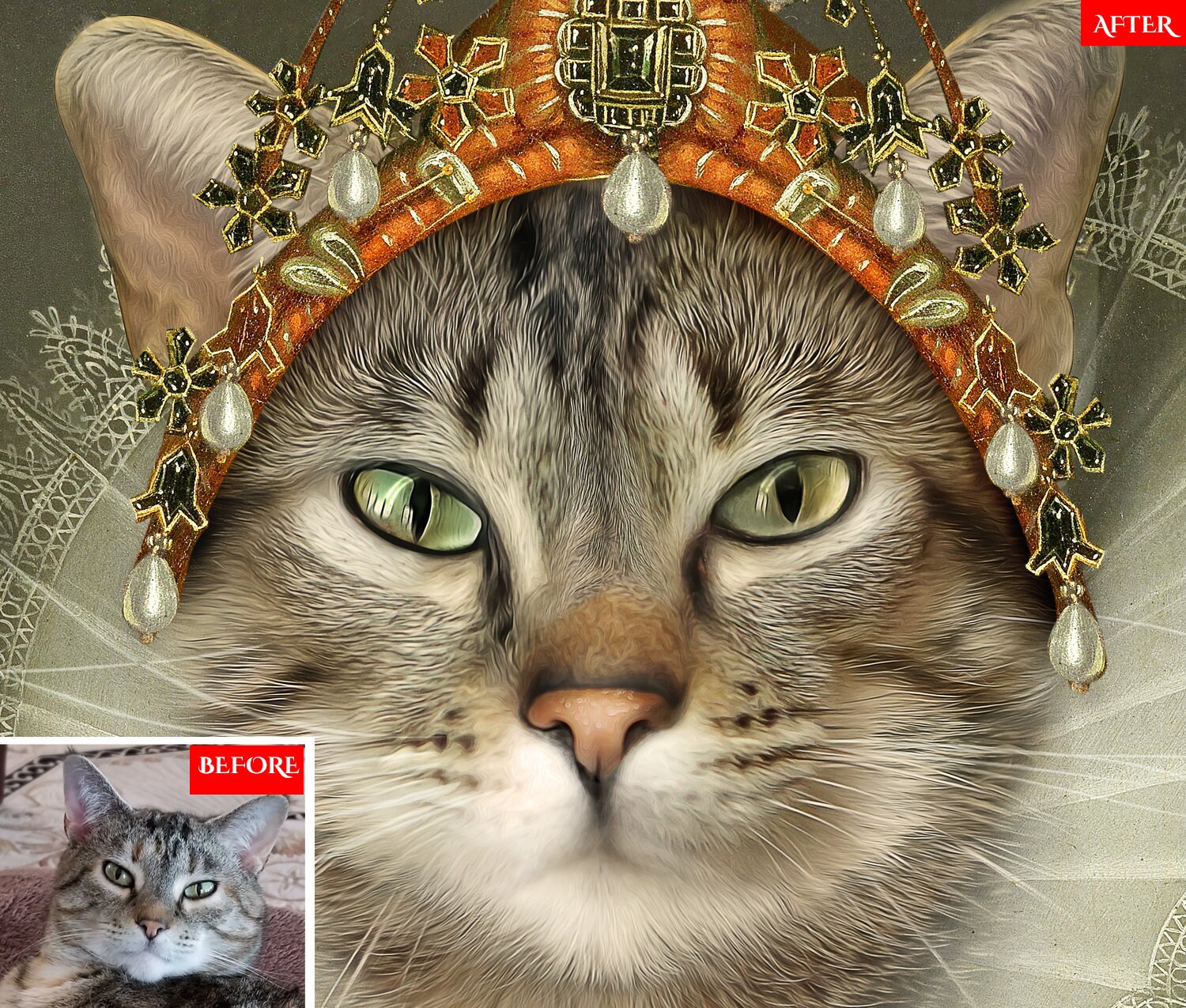 Aristocrat cat  Cat  lover Royal  pet portrait  Renaissance 