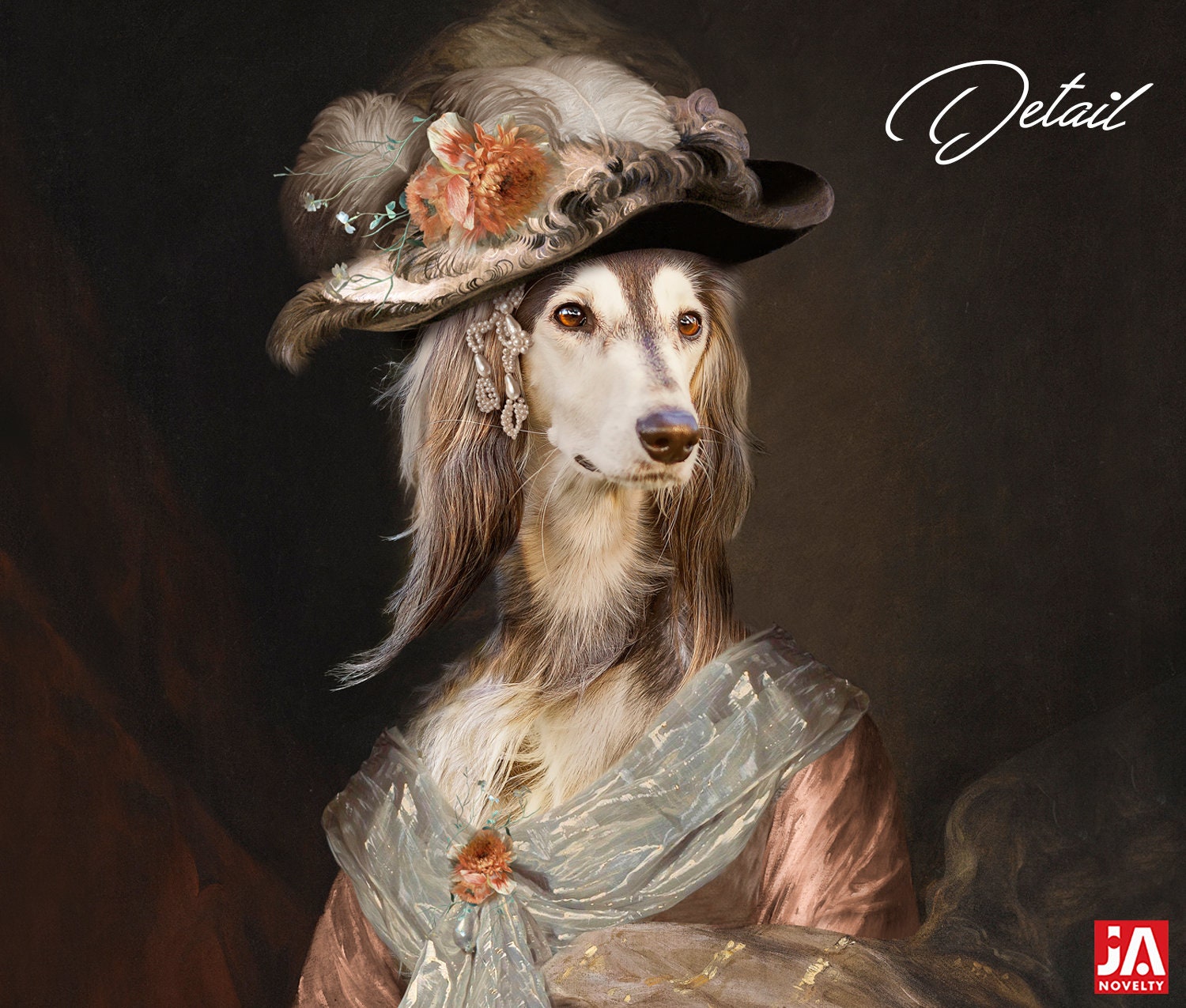 Dog Portrait Victorian Lady Regal pet portraits Queen Pet Queen Funny gift regal Queen Custom Pet Portrait