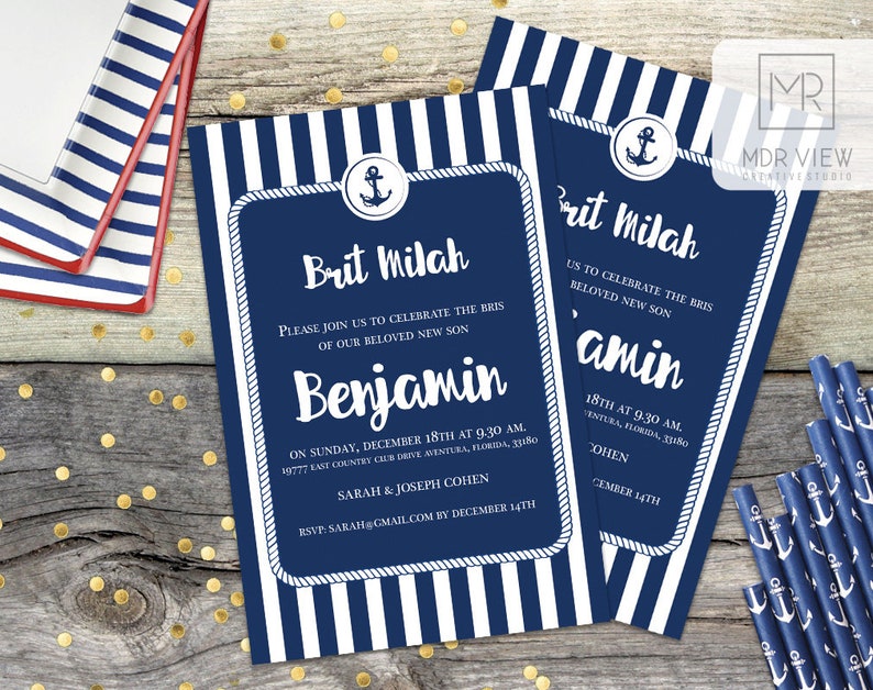 Bris Invitation Customized Printable Invitations Brit Milah Etsy