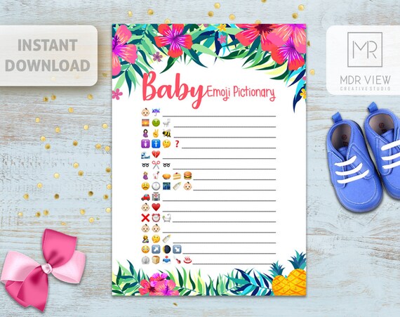 Baby Shower Emoji Game Aloha Baby Shower Games Pictionary Emoji