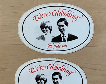 Charles and Diana Celebration Stickers, Commemorating the Wedding, Dated July 29th 1981, Collectible, Authentic