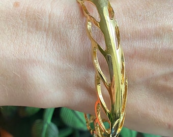 Gold Plated Bangle! Unique Gold Boho Bangle, Gold Swirl Bangle, Unique Golden Bangle, Artemis Bangle, Vintage Gold Bangle