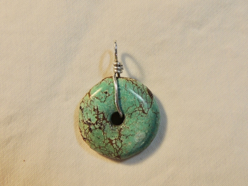Sterling silver Turquoise Energy Donut Pendant Crystal Healing Natural