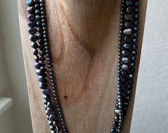 Three layer purple Pearl necklace.
