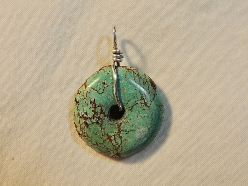 Sterling silver Turquoise Energy Donut Pendant Crystal Healing Natural