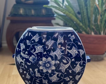 Blue Porcelain Floral Vase. Blue and White Porcelain, Unique Porcelain, Porcelain Blue Vase, Unique Porcelain Decor, Feng Shui Design