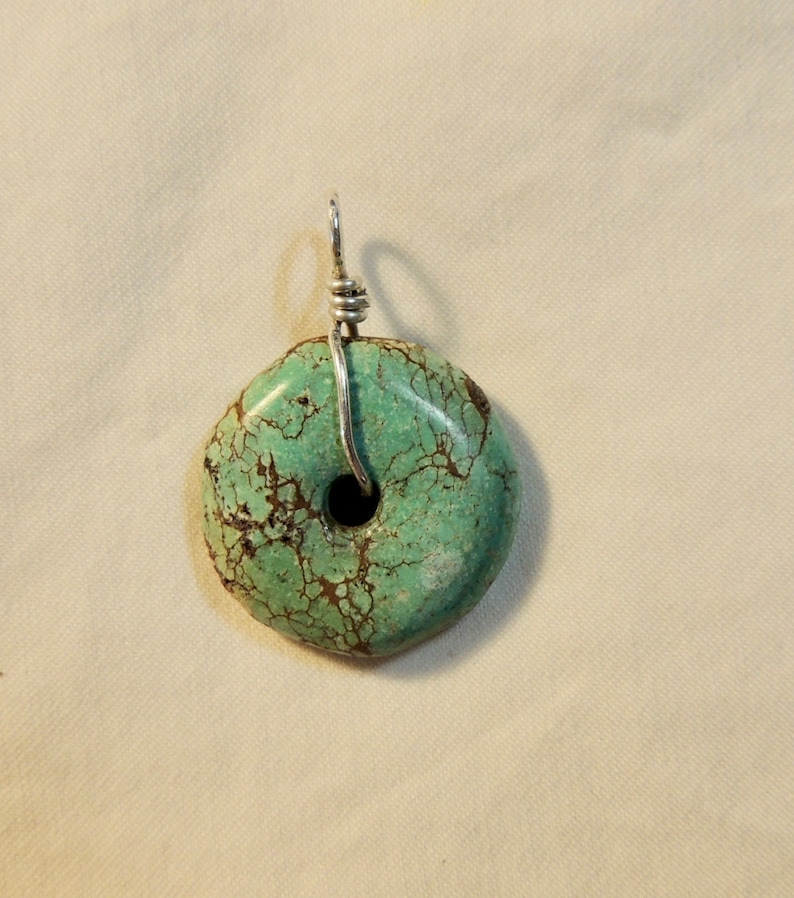 Sterling silver Turquoise Energy Donut Pendant Crystal Healing Natural