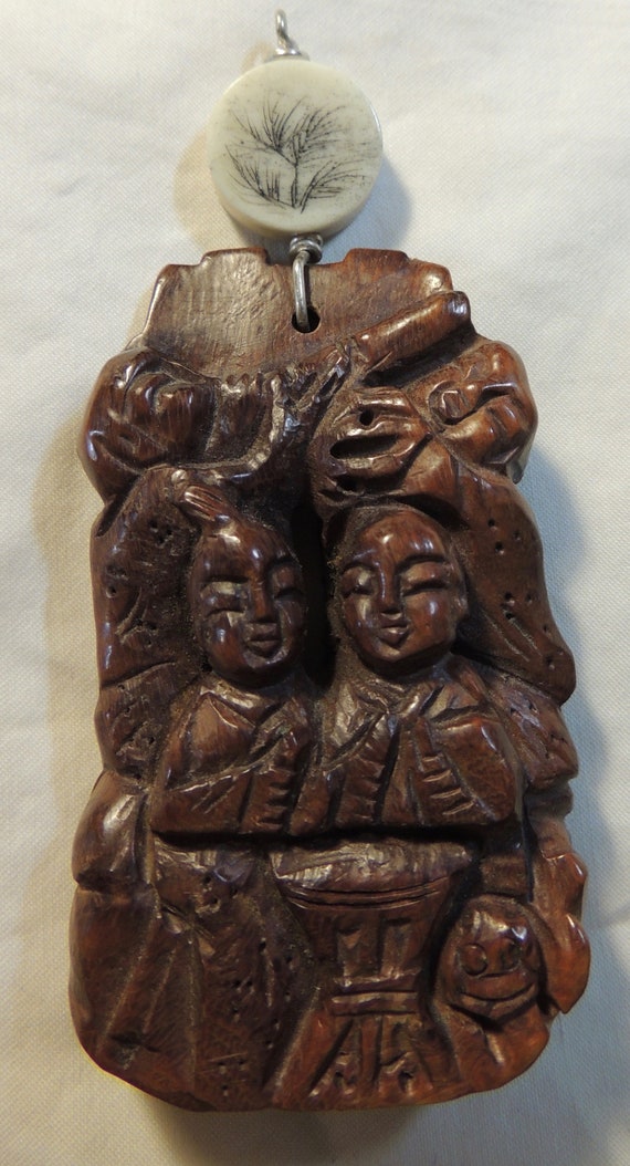 Hand Carved  "Happy Family" Pendant, Family Harmo… - image 2