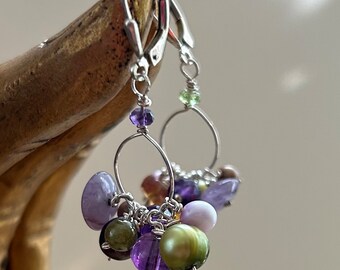 Crystal, Pearl, and Sterling Silver Earrings