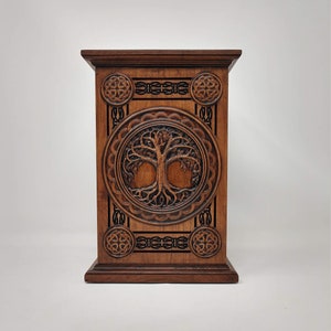 Celtic Tree of Life Urn for Human Ashes  / Expedited Shipping Available / Wooden Memorial Cremation Urn/ Adult Cremation Urn / Cremate Urn