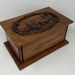 Wooden Wildlife Urn for Human Ashes for the Outdoorsman or Hunter / Urn for Father or Grandfather