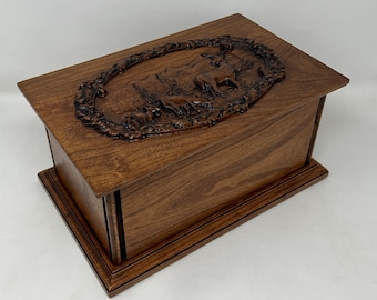Wooden Wildlife Urn for Human Ashes for the Outdoorsman or Hunter / Urn for Father or Grandfather
