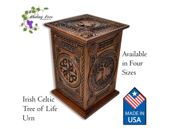 Tree of Life Urn/ Urns for Human Ashes/ Celtic Box/ Keepsake, Adult, Oversize and Companion Size / Personalized Wooden Cremation Urn