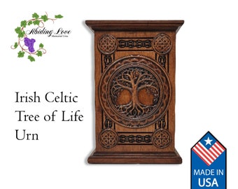 Celtic Tree of Life Urn for Human Ashes / Wooden Memorial Cremation Urn / Expedited Shipping Available / Adult Cremation Urn / Cremate Urn