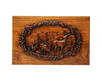 Deer Hunting Cremation Urn: Handcrafted Cherry or Walnut Wood - Made in USA