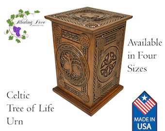 Celtic Tree of Life Keepsake Urn for Human Ashes / Adult Oversized Companion Size / Expedited Shipping Available / 125  to 430 cubic inches