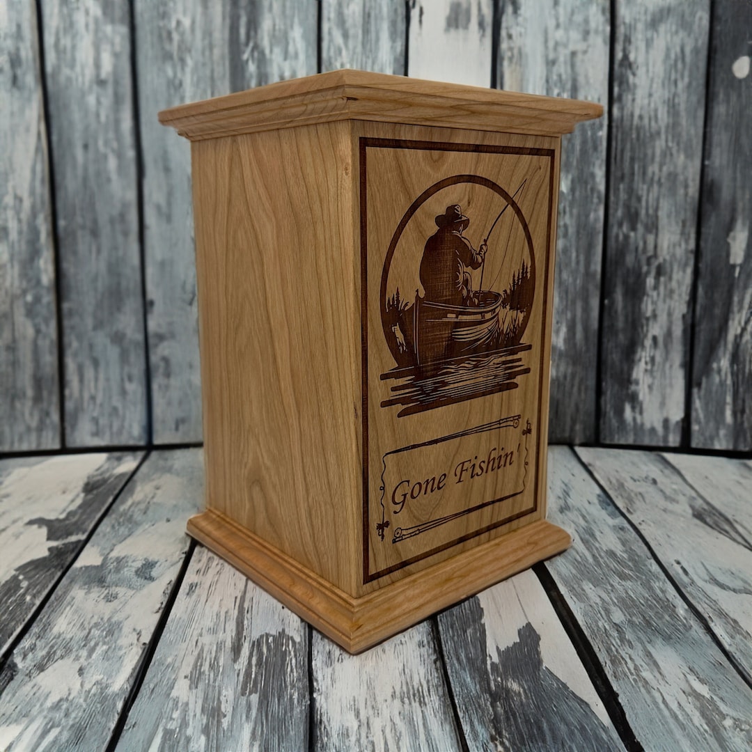 Fishing Urn for Human Ashes/ Fisherman Adult Cremation Urn/ for Dad or
