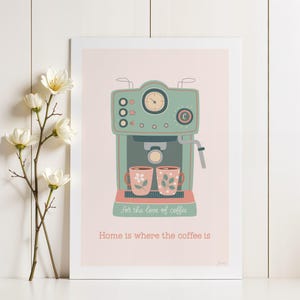 Printable art poster | Retro coffee machine | Coffee quote | Kitchen art | Coffee lovers gift | Coffee art | Digital download