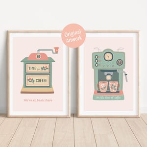 Coffee Bar Wall Art | Set of 2 digital prints | Vintage-inspired kitchen decor |  Kitchen wall art | Minimalist wall art | Digital download