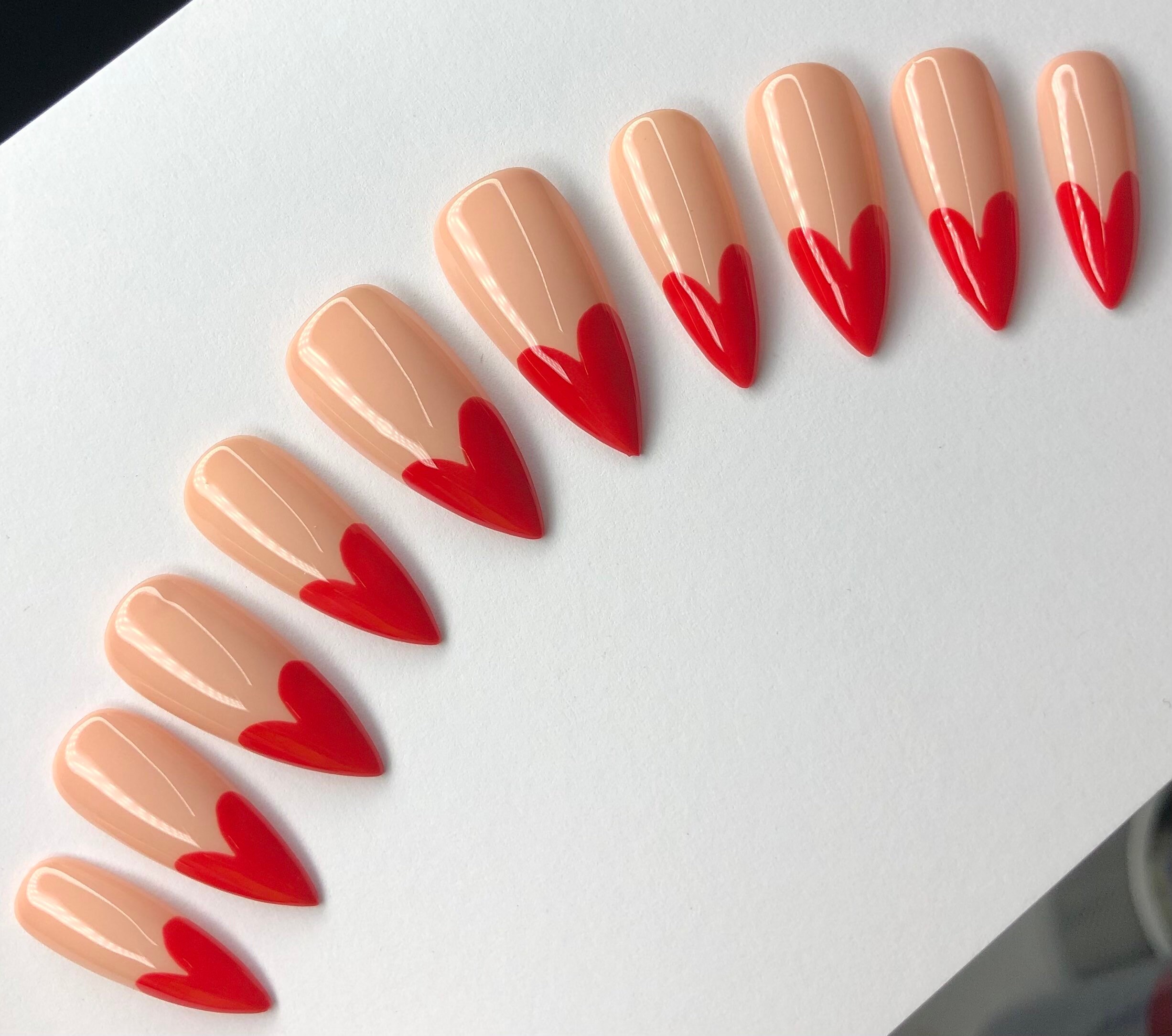 Heart Nails Valentines Nails Stiletto Nails Red Heart - Etsy Heart Nails Valentines Nails Stiletto Nails Red Heart - Etsy