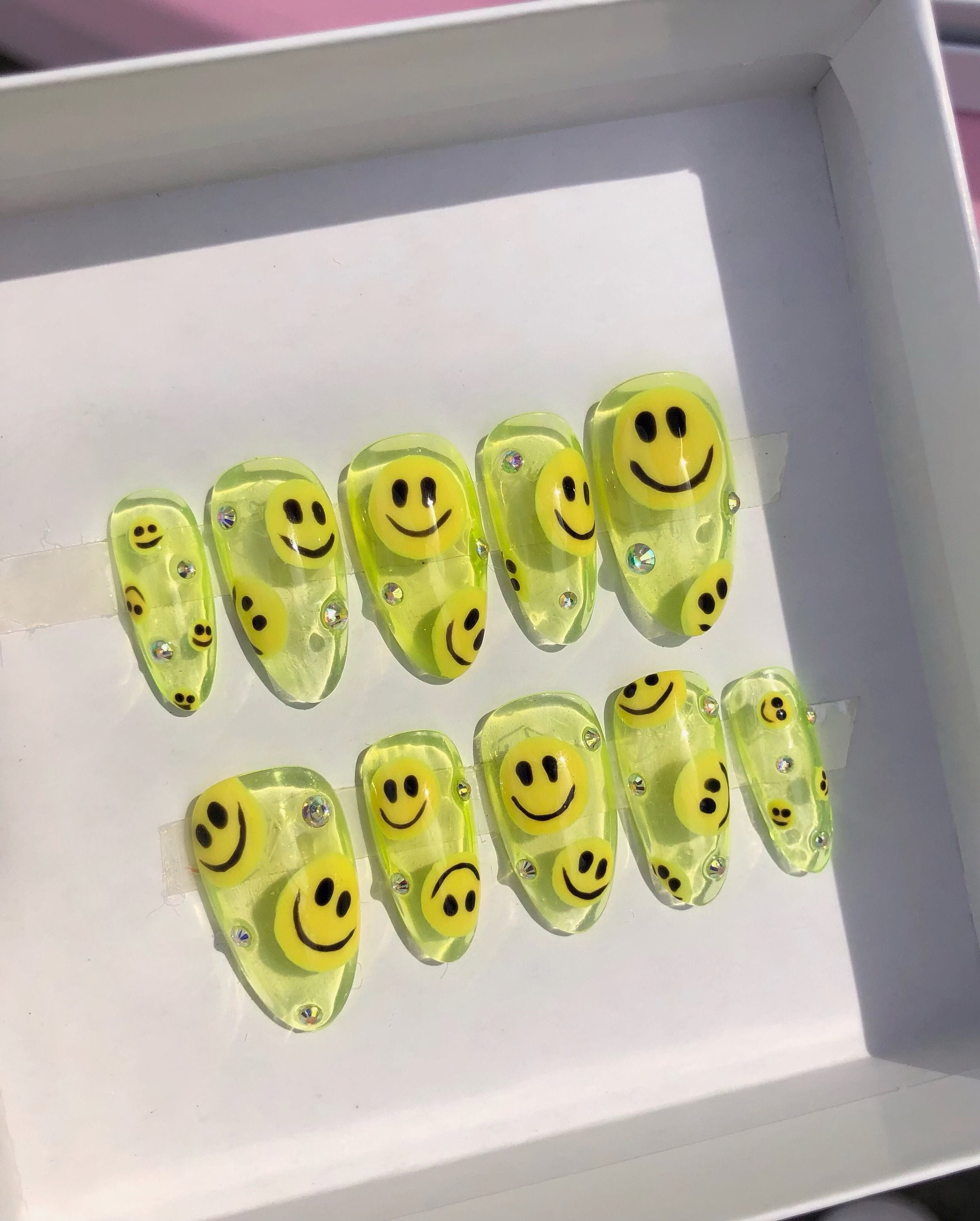 Smiley Nails Clear Nails Yellow Nails Happy Face Nails - Etsy smiley-nails-clear-nails-yellow-nails-happy-face-nails-etsy