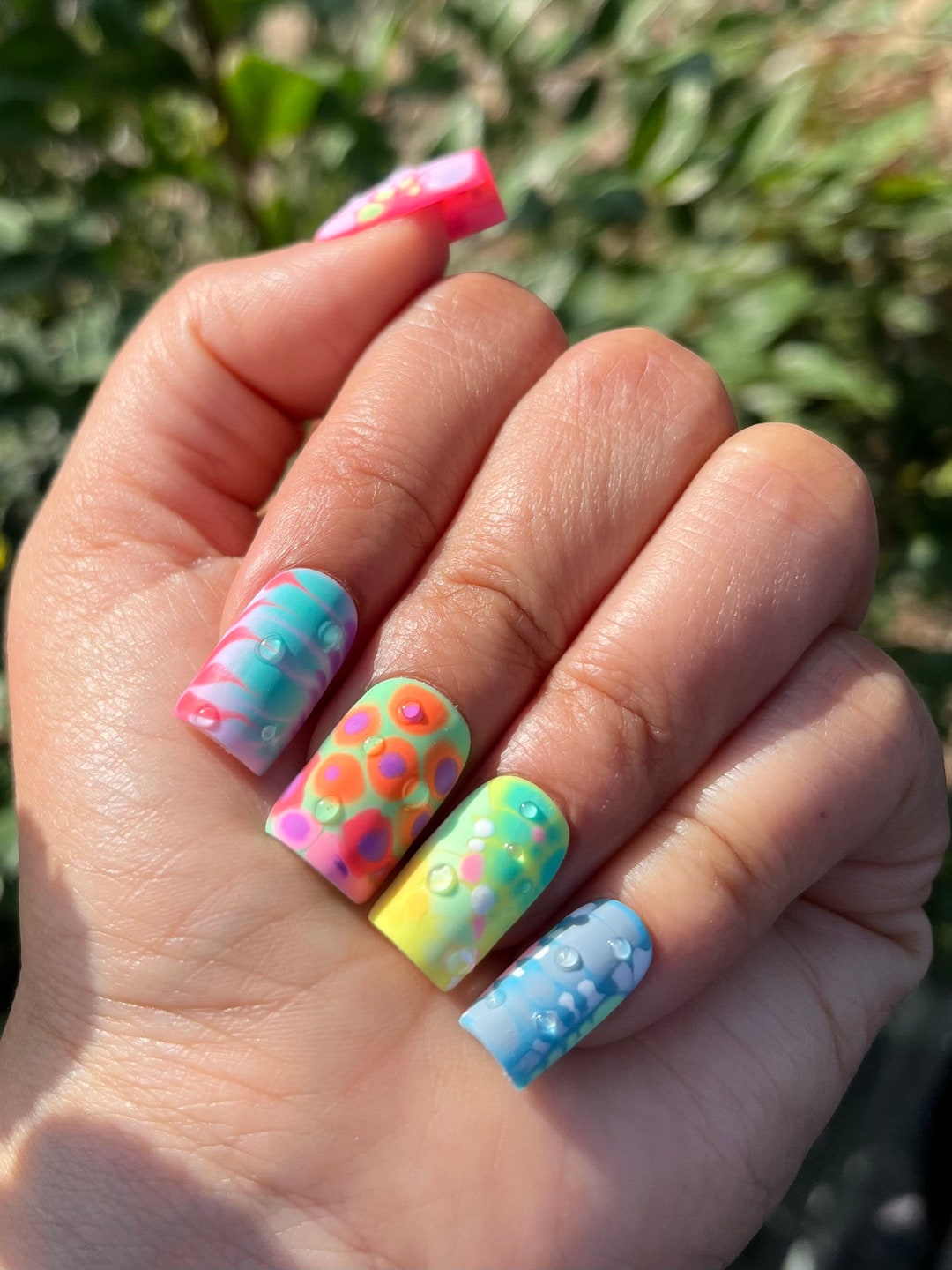 Blooming Gel Nails Wet Nails Press on Nails Trendy Nails Etsy