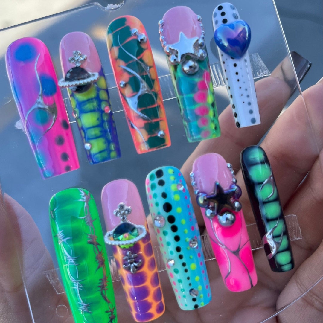 Mixed Match Blooming Gel Croc Nails Press on Nails Trendy - Etsy