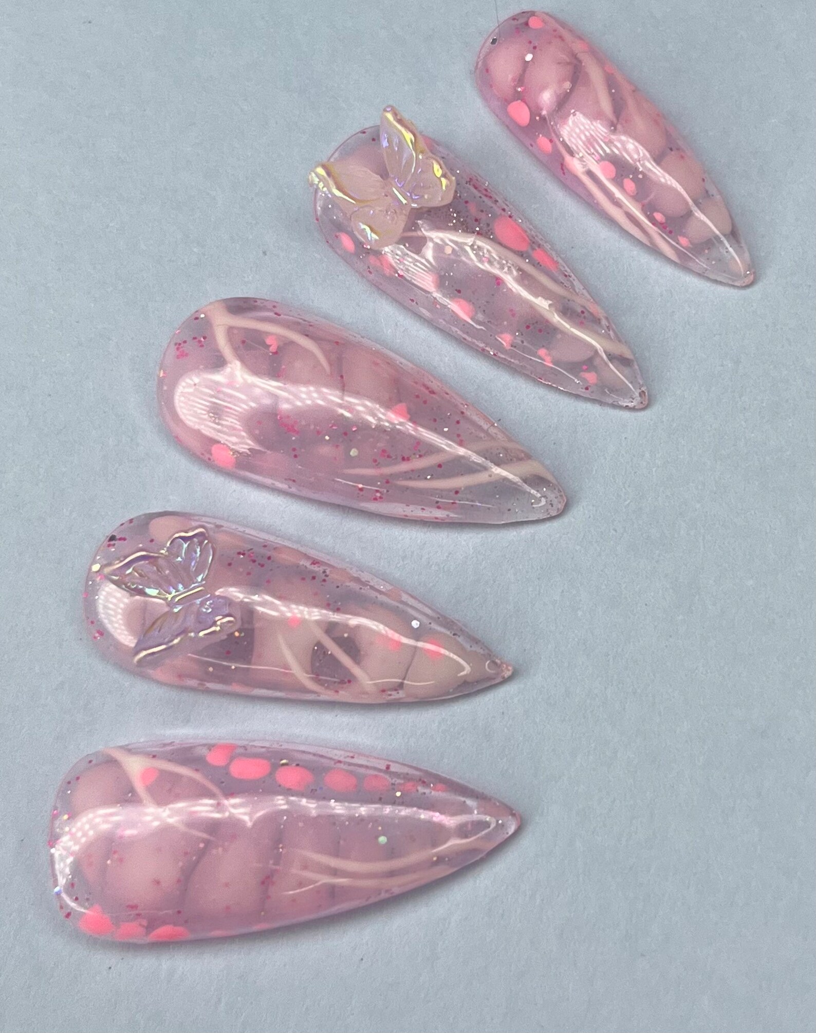 Pink Blooming Gel Nails Croc Nails Glitter Nails Y2k Nails - Etsy