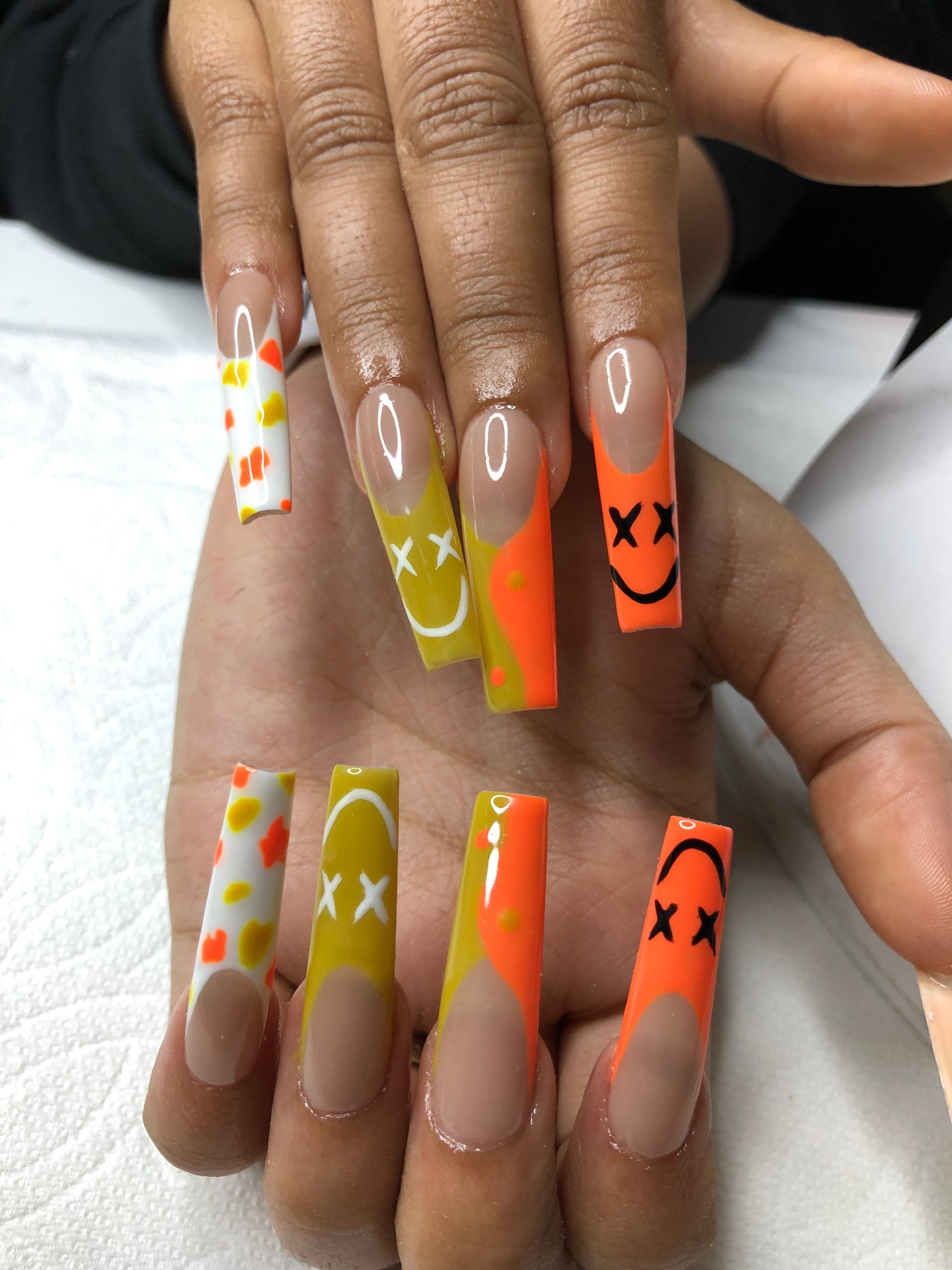 y2k LV nails  Clear acrylic nails, Louis vuitton nails, Acrylic nails  coffin short