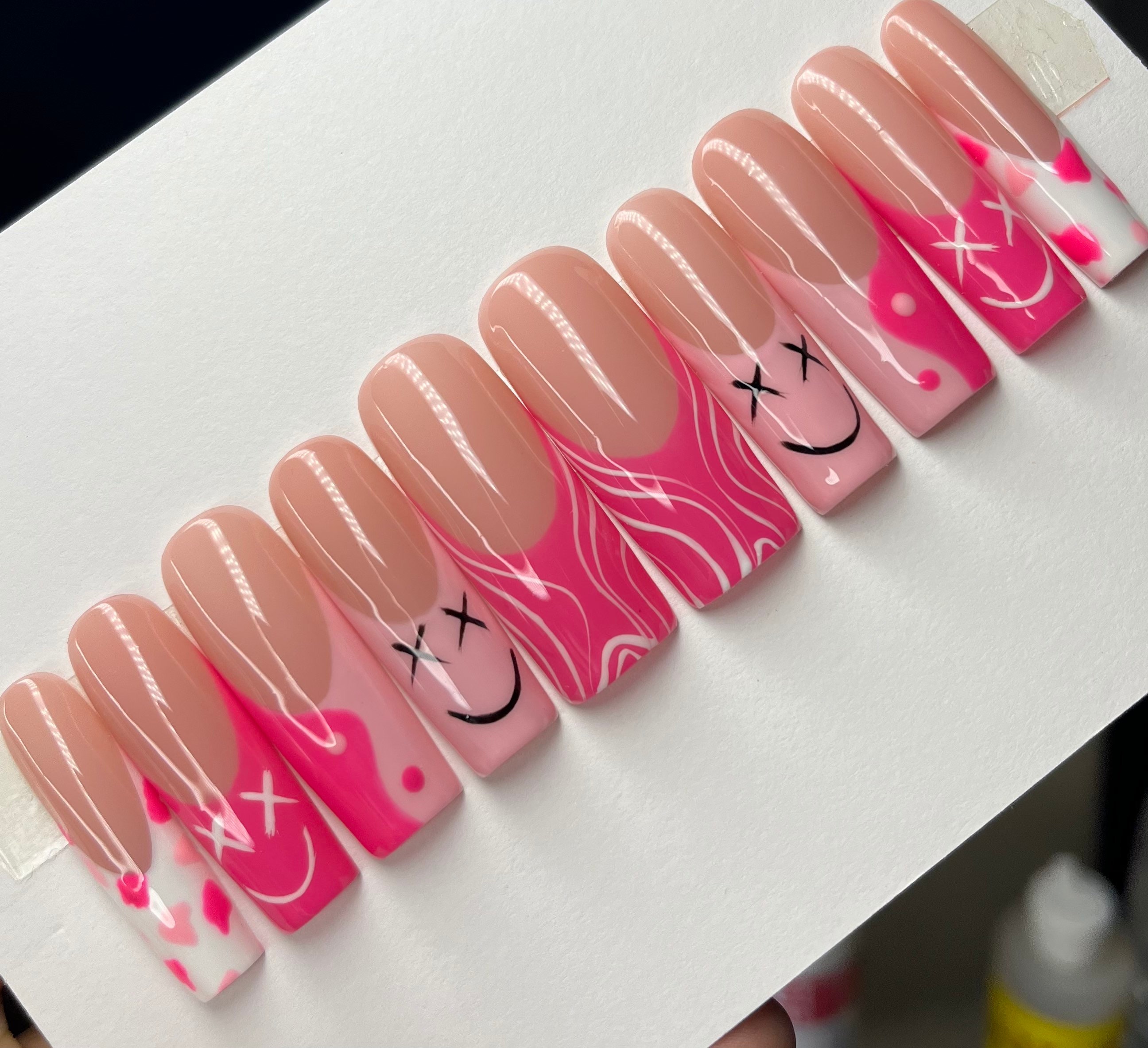 Trendy Nails Press On Nails Yin Yang Smiley Nails French Etsy Ireland