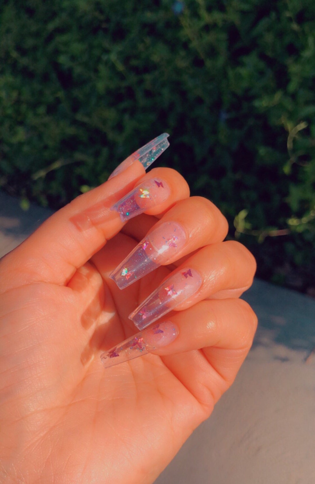 Clear Nailssparkles Pink Nails Jelly Nails Press on Nails pic