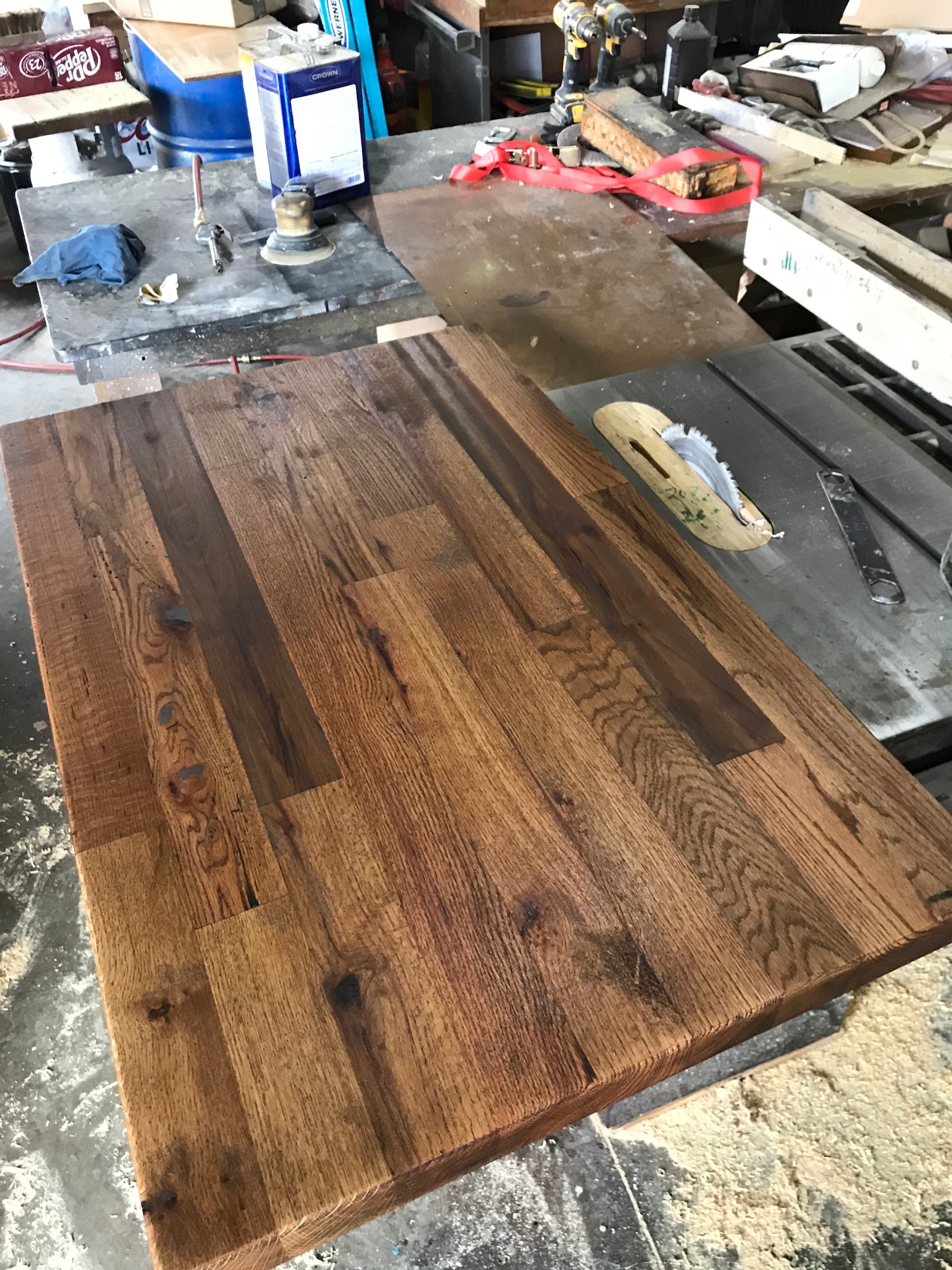 Reclaimed butcher block mixed hardwood countertops from Etsy