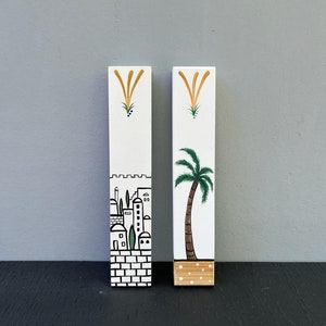Mezuzah Set, Judaica, Jewish Gift, Jewish Gift for Home, Mezuzah Case, Mezuzah with Scroll, Wood Mezuzah, Handmade Mezuzah, Painted Mezuzah