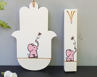 Personalized New Home Gift, Hamsa, Mezuzah, Jewish Home Gift, Jewish Baby Gift, Personalized Kids Room Decor, Judaica Gift, Handmade