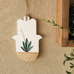 Hamsa, Cactus Decor, Botanical Decor, New Home Gift, Judaica, Personalized Housewarming Gift, Jewish Gift, Israeli Art, Hand Amulet