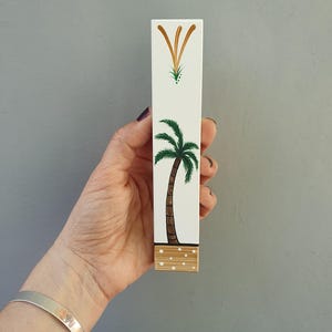 Mezuzah, Botanical Mezuzah, Palm Tree, Wooden Mezuzah, Handmade Mezuzah, Ocean Housewarming Gift, Judaica, Jewish Gift, Kosher Scroll