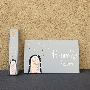 Jewish Housewarming Gift, Jewish Decor, Jewish Home Gift, Jewish Art, Jewish Gift, Rainbow Decor, New Home Gift Set, Mezuzah, Name Plaque
