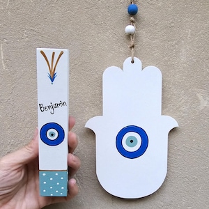 Neues Haus Geschenk Set, Einweihungsgeschenk für Paare, Jüdisches Geschenk, Jüdisches Wohndekor, Jüdisches Hochzeitsgeschenk, Jejuda, Bösen Blick, Mesusa, Hamsa