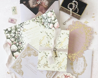 Vintage French Wedding Invitation – Romantic Chic Secret Garden Suite with Watercolor & Baroque Floral Details, VIxMacey