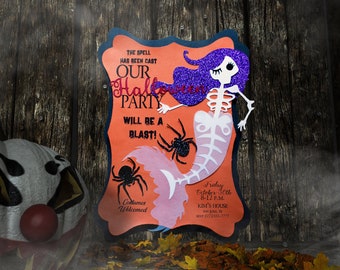 Halloween SVG Files for Cricut | Mermaid Skeleton Silhouette | Halloween Digital Download | Halloween Mermaid Vector | Cricut SVG | PNG File