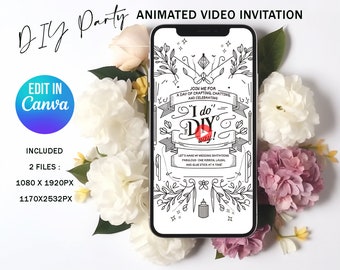 DIY Wedding Invitation Assembly Party Video Template - Affordable & Customizable on Canva for Craft Parties