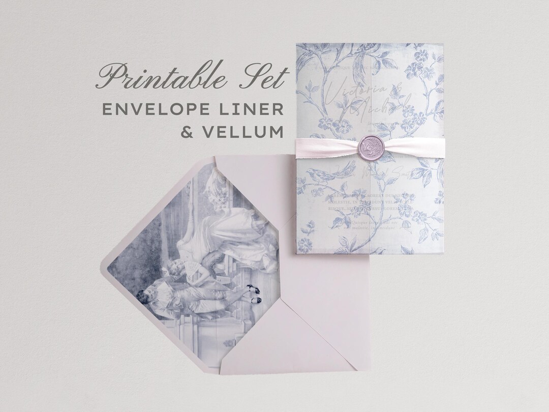 Bridgerton Floral Wedding Envelope Liner & Vellum Wrap Digital Download ...